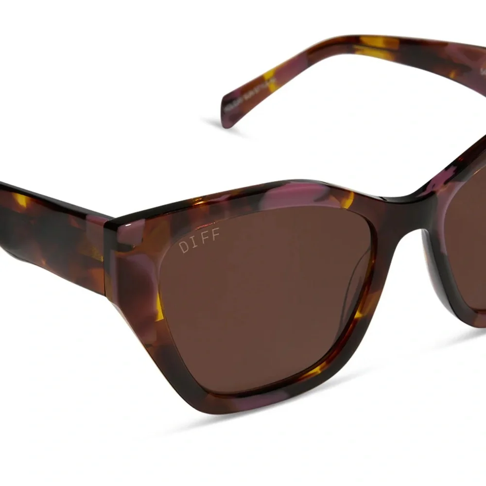 DIFF Evie Sunglasses Torino Tortoise Brown Pink Frame Brown Lens NWT